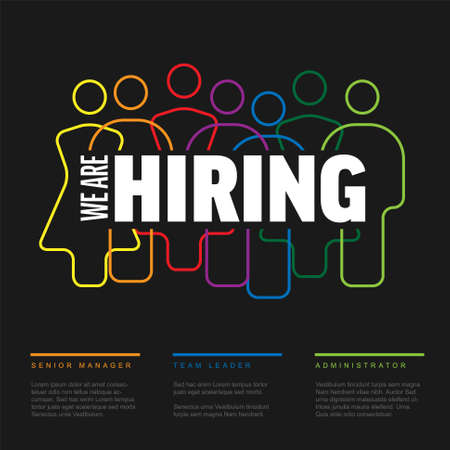 We are hiring minimalistic flyer template - looking for new members of our team hiring a new member colleages to our company organization team from a crowdのイラスト素材