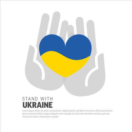 Save Ukraine support icon conceptual heart ilustration tag for social media header or poster template. Blue and yellow heart for Ukraine supportのイラスト素材