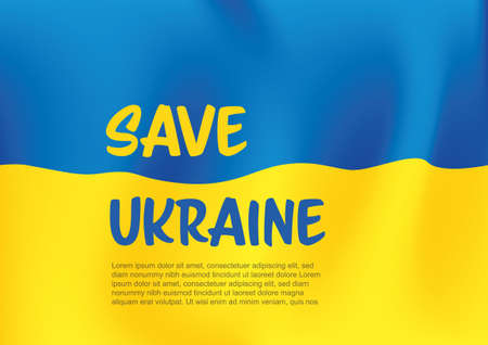 Save Ukraine support flyer postertemplate for social media header or layout. Illustration for supporting Ukraine with blue and yellow ukraine falg in the backgroundのイラスト素材