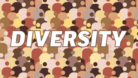 Diversity banner header flyer cover with multicultural multinational multiethnic crowd of people with warious skin color seamless pattern texture made from person iconのイラスト素材