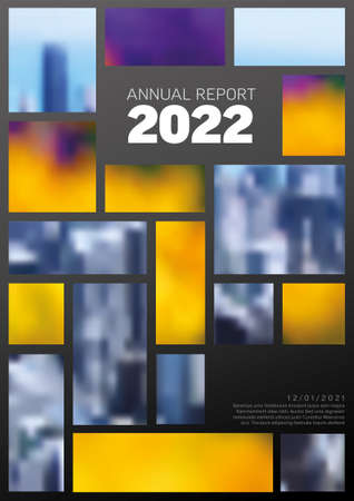 Vector abstract annual report cover template with sample text and abstract masked photo - document or brochure front page with corporate styleのイラスト素材