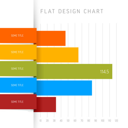 Vector flat horizontal design statistics vertical color columns graph infographic template. Colorful folded papers as columns bars in simple light graph templateのイラスト素材