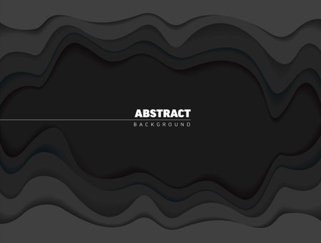 Abstract background with deep dark gray paper cut effect and place for your text. Nice dark background for banner flyer header or social media statusのイラスト素材