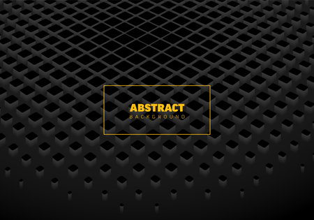 Abstract background made from dark gray cubes with place for your text or any other content. Nice dark background for banner flyer header social media statusのイラスト素材