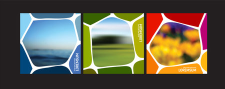 Collection of three creative geometric rounded abstract mask effects for social media. Simple masks that can be applied on your photos for presentationsのイラスト素材