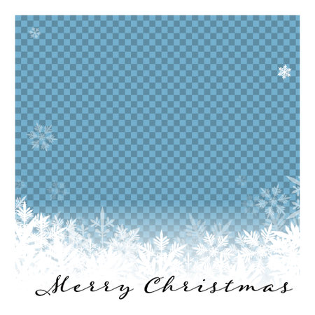 Circle frozen window frame layout template with place for your photo. Simple winter layout template for your Christmas card, social media post status, flyer, header or bannerのイラスト素材