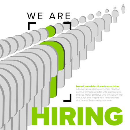 We are hiring minimalistic flyer template - looking for new members of our team hiring a new member colleagues to our company organization teamのイラスト素材