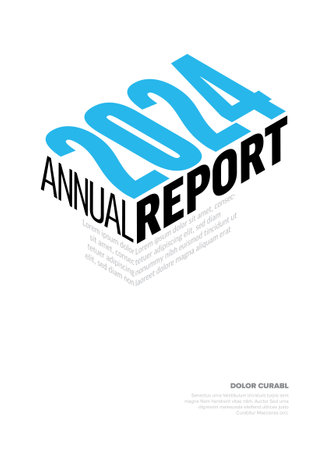 Vector abstract annual report cover template with sample text and abstract shape - simple minimalistic layout with text on white coverのイラスト素材