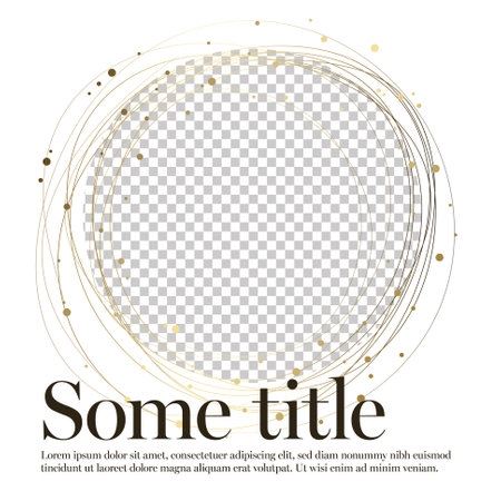 A golden circle frame with delicate lines and dots, perfect for elegant designs for social media networks. Social media template with circle photo placeholderのイラスト素材