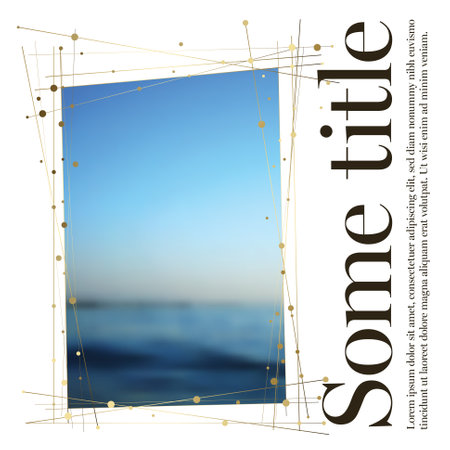 A golden rectangle frame with delicate lines and dots, perfect for elegant designs for social media networks. Social media template with squared photo placeholderのイラスト素材