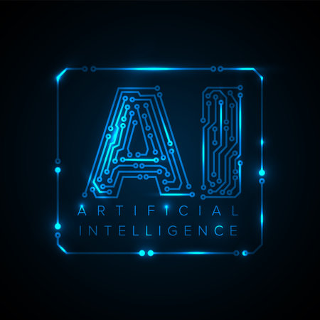 Artificial intelligence conceptual illustration in fresh modern style with place for your content. AI artificial intelligence banner header social media templateのイラスト素材