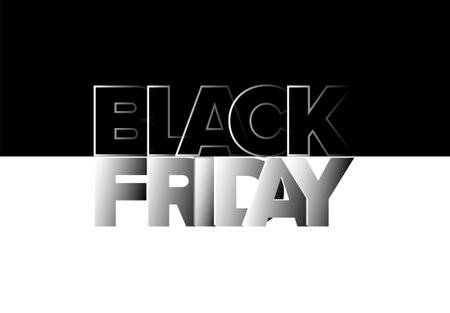 Vector black friday sale flyer banner header social media status template made from letters in shadows. Black friday tag sign label template.のイラスト素材