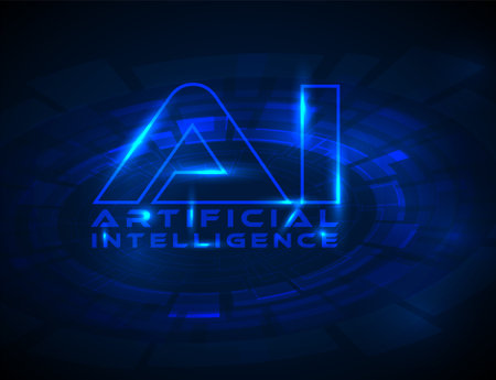 Artificial intelligence conceptual illustration in fresh modern style with place for your content. AI artificial intelligence banner header social media templateのイラスト素材