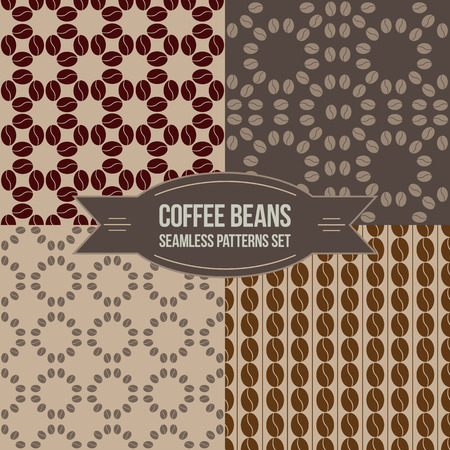Set of four seamless coffee beans patterns setのイラスト素材