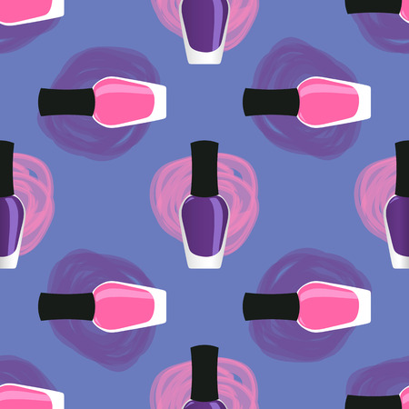 Purple and pink nail lacquer or nail polish seamless patternのイラスト素材