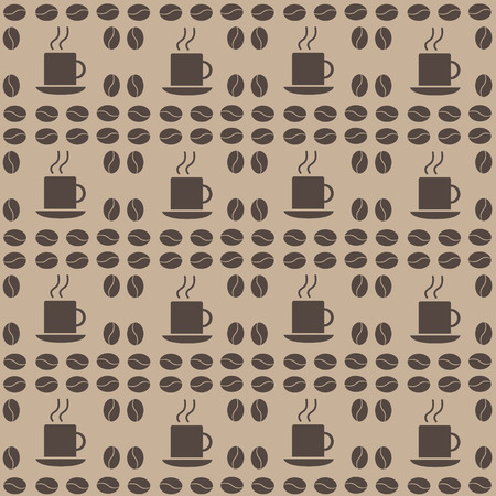 Decorative seamless coffee bean pattern. Coffee grains with cupのイラスト素材