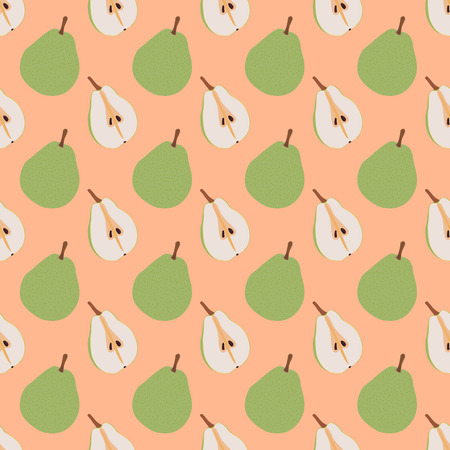 Pear seamless pattern. Repeating illustrations of pears at a pastel background in patternのイラスト素材