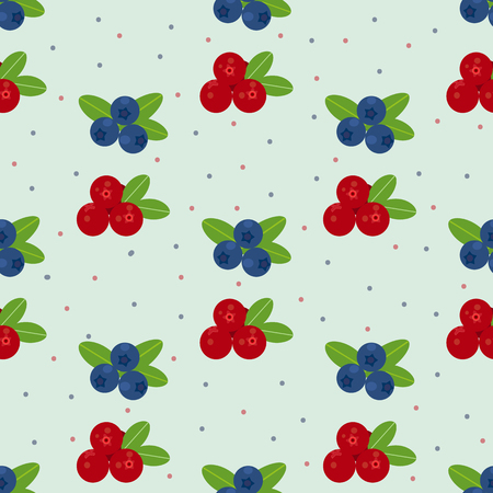 Cranberry and blueberry seamless pattern . Or illustration of cowberry and  blueberry . Berries seamless pattern.のイラスト素材
