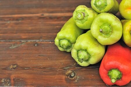 Bunch of peppers on the table.