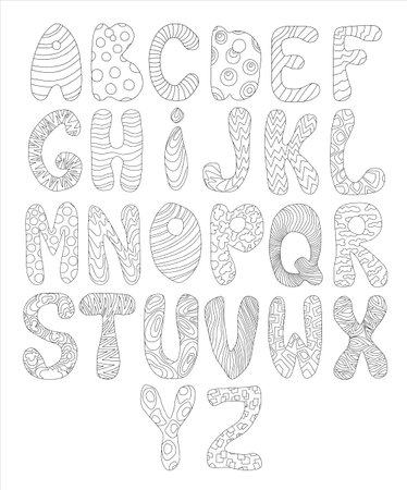 A set of letters for coloring for children. Vector illustrationのイラスト素材