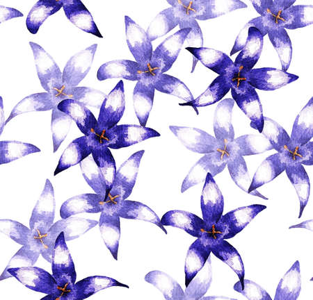 Bells and leaves on a white background. Seamless pattern. Watercolor illustrationの写真素材