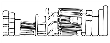 Shelf with different books on a white background. vector illustrationのイラスト素材