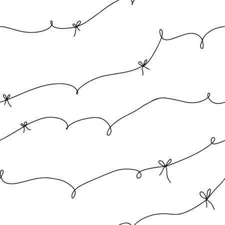 Tangled thread with knots and bows. Seamless pattern. vector illustrationのイラスト素材