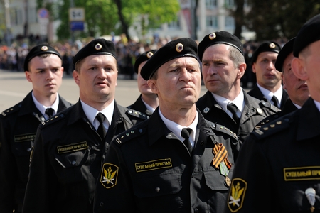 Orel, Russia - May 9, 2016: Celebration of 71th anniversary of the Victory Day (WWII). Bailiffs...