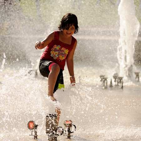 Orel, Russia, August 01, 2015: Mumu Fest, Turgenev's story art-festival, the girl in the fountain editorialのeditorial素材