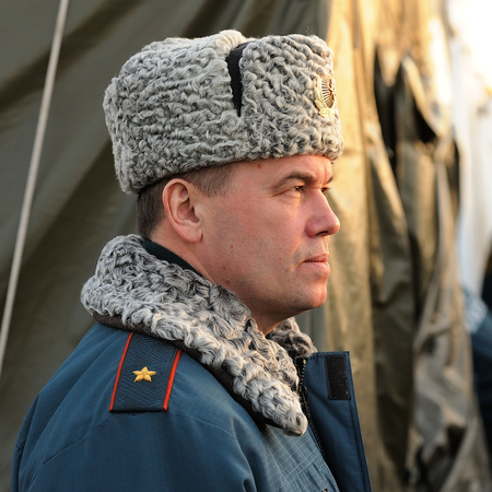 Orel, Russia - December 09, 2015: Emergency Control Ministry (MCHS) tactical exercise. Russian MCHS...