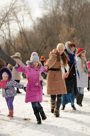 Merry-go-round during winter carnival Maslenitsa 2015, in Russiaのeditorial素材