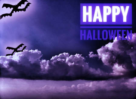 Happy Halloween party word in blurry defocus dotted colorful backgroundの写真素材