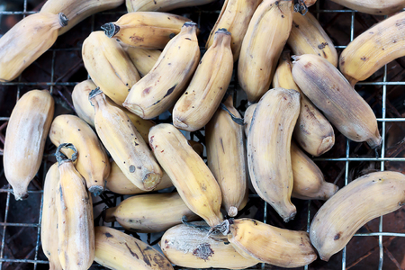 Bananas on the stove.の写真素材