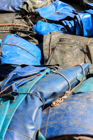 Canvas tents,rope at the outdoor background.の写真素材