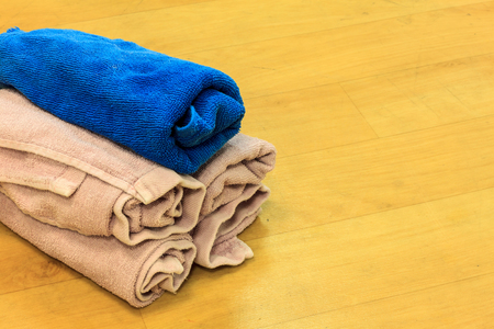 hankie on wood background.の写真素材