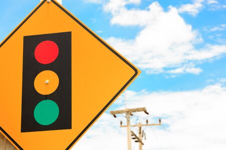 Traffic light sign and blue sky background.の写真素材