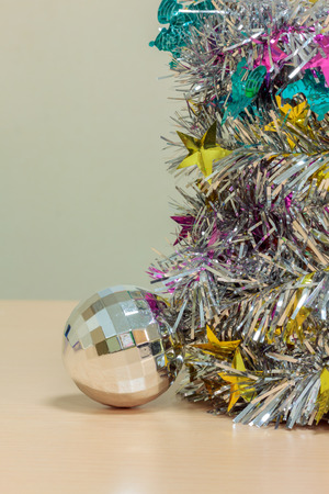 christmas decoration on wood and blur background.の写真素材