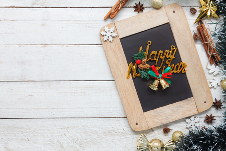 Decorations Happy new year 2018 concept. Props holiday party decor with clock countdown.の写真素材