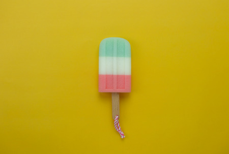 Table top view aerial image of food for summer holiday background concept.Flat lay ice cream pop...