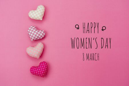 Table top view aerial image of decorations for international women's day  holiday concept...