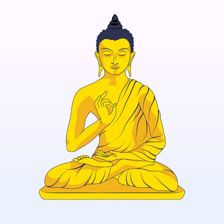 Gold Statue of the Sitting Buddhaのイラスト素材