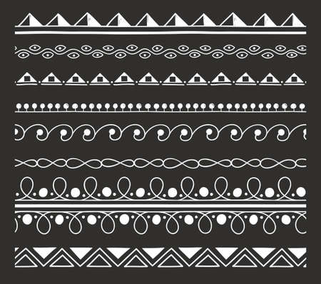 Creative Freehand Abstract Borders in Art Deco Style. Seamless Ornamentのイラスト素材