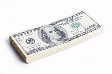 Dollars bank notes on a white background