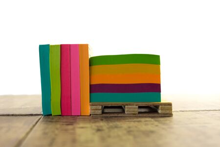 Brightly Colored Sticky Notes on Tableの写真素材