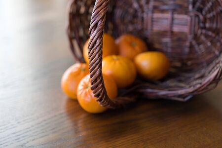 Orange Mandarin in Rustic Basket - Juicy and Organic