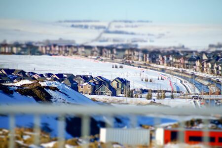 Calgary Suburban winter landscapeの写真素材