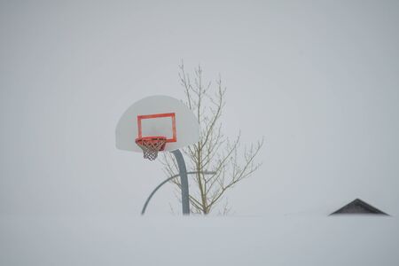 Basketball Hoop in Winter snow