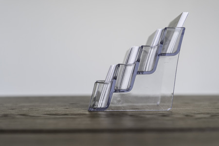 blank business card in a business card rackの写真素材