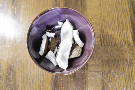pieces of coconut in bowl ready to eat