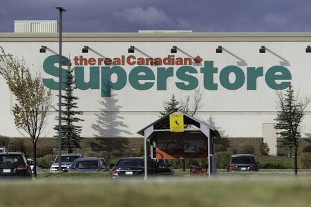 14 October 2019 - Calgary , Alberta, Canada - Canadian superstore logo on side of a buildingのeditorial素材